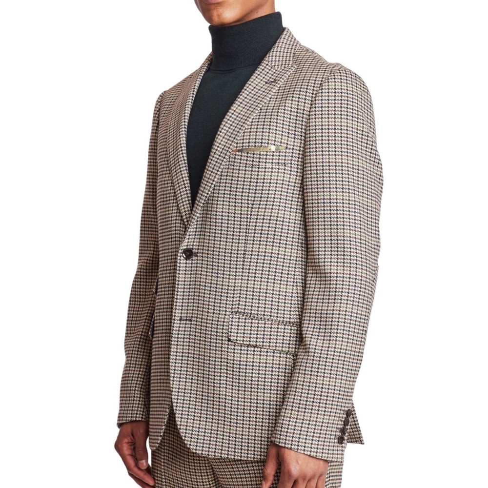 Men's Tan Checkered Blazer